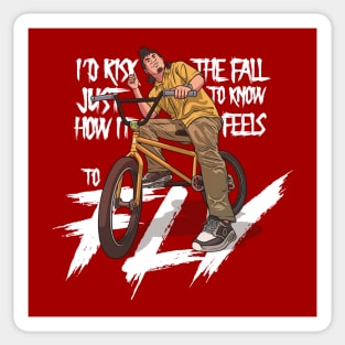 BMX Rider Said I had Risk The Fall Just to Know How it Feels to Fly on his bicycle Sticker